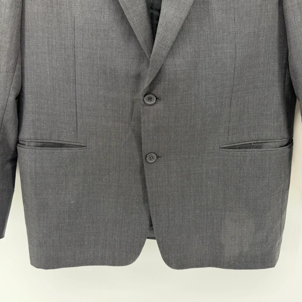 Hickey Freeman Blazer Mens 44S Charcoal Grey Worsted Wool 2 Button Sport Coat